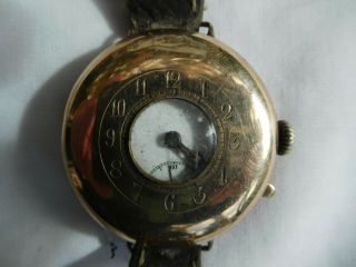 Antique 9 Carat Gold Half Hunter Wrist Watch