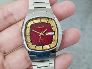 Rare Vintage Felca Tv Red Dial Automatic Gents 2.