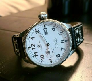 Adee Kaye Beverly Hills White Dial W/ Black Leather Band Auto Watch