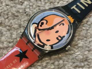 Rare Swatch Gent “les Aventures De Tintin” Watch Gm165 Mens/ladies/boys/girls