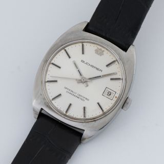 Vintage Bucherer 21 Jewel Chronometer Automatic Watch Runs Fine Steel Case 2