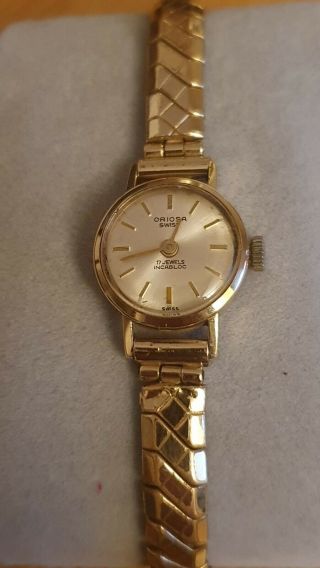 Ladies Oriosa Swiss 17 Jewel 9 Ct Gold Hallmarked Watch 1960 