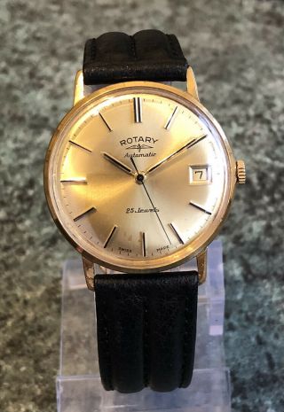 Vintage 1970s Rotary Automatic Gold Plated Date Watch,  Full Order