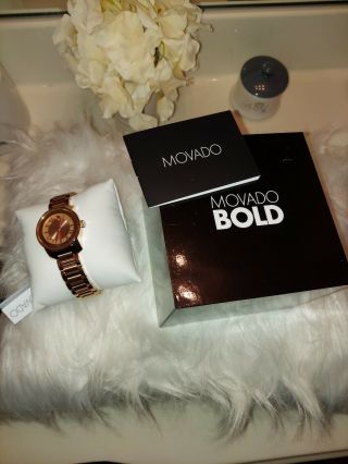 Movado Bold Rose Gold Tone Womens Watch 3600441
