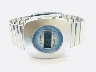 Vintage Alpha Quartz Solid State Lcd Men’s Wrist Watch Very Elegant (0084 - 970)