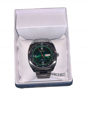 Pre - Owned Seiko Snkm97 Recraft Green Dial Stainless Steel Automatic Men 