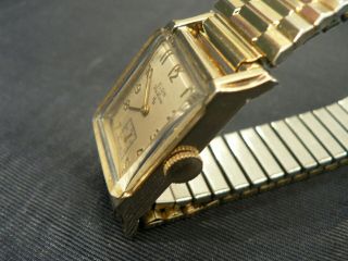 Classic Tank Style 1950s Elgin 624 17J Mens Watch 10k Gold Filled Case - 3