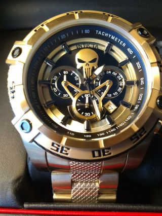 Invicta Marvel Punisher Mens 52mm Limited Edition Gold Chronograph Watch 26865