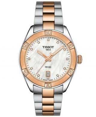 Tissot Pr100 Swiss Diamond Two Tone Stainless Steel Ladies Watch T1019102211600