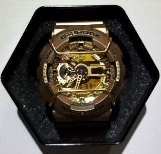 Casio G - Shock Limited Edition Gold Ga - 110gd - 9a Watch With Gold Bumper Bull Bar
