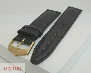Tag Heuer Mens Black Leather Strap W/gold Tang Buckle 19mm