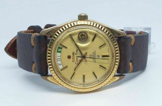 Titoni Cosmo King 25 Jewels Automatic Day Date 737 - Sc Gents Gold Swiss Watch
