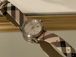 Burberry Nova Check Silver Case Wrist Watch (bu9357)