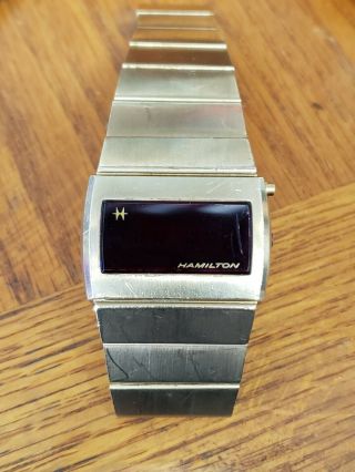 Vintage 1970 " S Mens Hamilton Lcd Red Led Wrist Watch For Repair