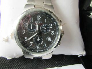 Zeitner Zm1926 Pilots Watch Wristwatch Bnib Silver Mens Chronograph Bnwt Rp £595