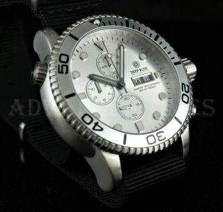 Deep Blue 44mm Silver Dial & Bezel Master 1000 Sapphire Watch W Extra Strap