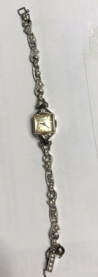 Baylor 14 K White Gold Case Diamond Women’s Watch Sterling Watch Band