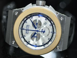 Invicta Mens Rare Akula Swiss Reserve Chrono Silver Dial Black Poly Watch 10950