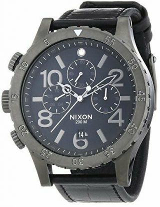 Nixon The 48 - 20 Black Dial Ss Leather Chrono Quartz Mens Watch A363 - 1886