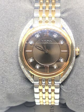 Bulova Diamond Accent Brown Dial Two Tone Stainless Ladies Watch 98R230 C79 2