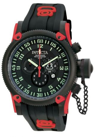 Invicta Russian Diver Swiss Movement Quartz Watch - Black Red Case Black 10179