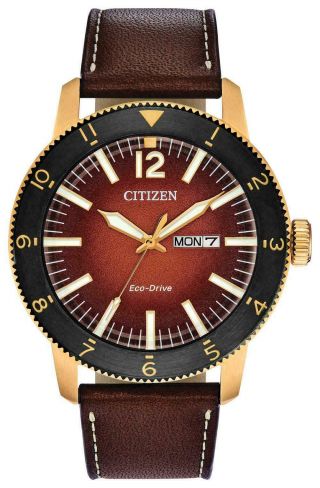 Nwt Citizen Eco - Drive Vintage Brycen Leather Mens Watch
