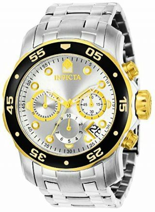 Invicta Mens Pro Diver Stainless Steel Watch W/ Link Bracelet