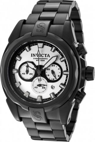 Mens Invicta 1340 Speedway Chronograph Black Ion - Plated Steel Bracelet Watch