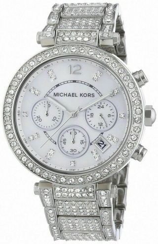 Michael Kors Watches Mk5572 Parker Silver Stainless Steel Glitz Ladies Watch
