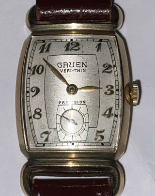 Vintage 10k Gf Gruen Veri - Thin Precision Curvex Type Watch Wadsworth Case