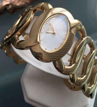 Ladie Storm London Caprina Gold White Designer Date Bracelet Watch 47125