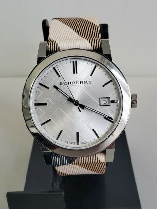 Burberry Bu9000 Unisex Watch Swiss Made Patterns Band Sapphire Crystal 38mm.