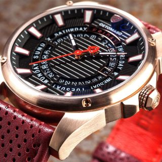 Detomaso Business Punk Dt - Yg105 - E Day&date Rosegold Stainless Steel Leather
