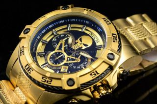 Invicta Men 52mm Limited Edition Marvel Punisher Chronograph Gold Bracelet Watch