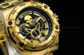 Invicta Men 52mm Limited Edition Marvel Punisher Chronograph Gold Bracelet Watch 2