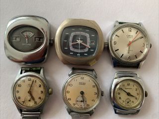 Joblot Rare Vintage Mens Watches Inc Sicura,  Oris,  Avia,  Orion,  Amida,  Avia,  Repairs