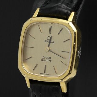 Omega Watch De Ville Quartz 18k Gold Plated Push Crown T2026