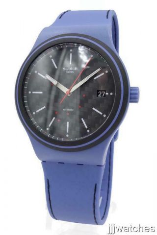 Swatch Sistem Aqua Automatic Blue Silicone Date Watch 42mm Sutn402 $150