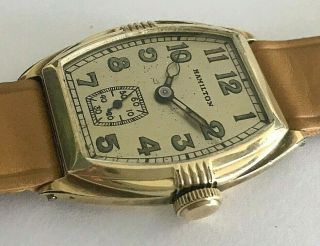 Vintage 14 Karat Gold Fi.  Hamilton Perry Hand Winding Mens Watch,  Cal.  987 - F