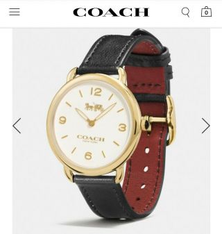 Nwt Coach Delancey Gold Black Red Leather Ladies Womens Watch W/box $275 Cost
