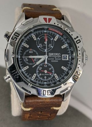 Seiko 7t32 Chronograph Wrist Watch