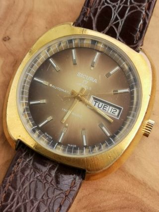 Sicura By Breitling Gold Plated 17 Jewels Automatic For Men Running Swiss Made