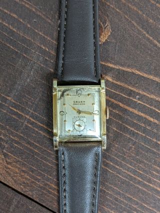 Vintage GRUEN CURVEX Art Deco Cal.  440 17J Men ' s wristwatch Serviced 2