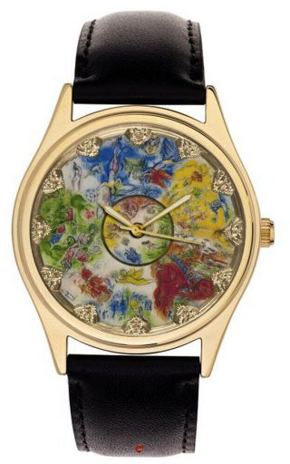 Marc Chagall Ceiling Of The Paris Opera Miniature Art Collectible Wrist Watch