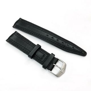 Tag Heuer 20mm Black Stitched Leather Watch Strap With Buckle