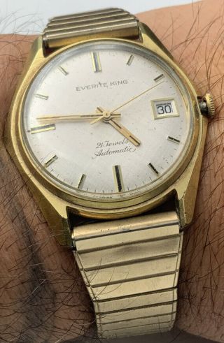 Vintage Everite King 21 Jewels Automatic Mens Watch Date Wtch Gwo