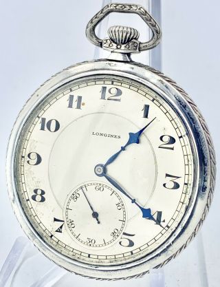 Rare Vintage Longines Cal.  18.  79 17j 16s Swiss Pocket Watch.  900 Case