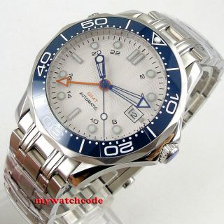 41mm Bliger Sterile White Dial Sapphire Glass Gmt Function Automatic Mens Watch