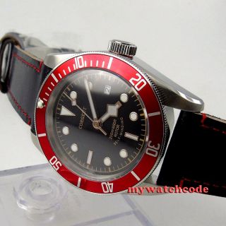 41mm CORGEUT black sterile dial red bezel Sapphire Glass automatic mens Watch 2