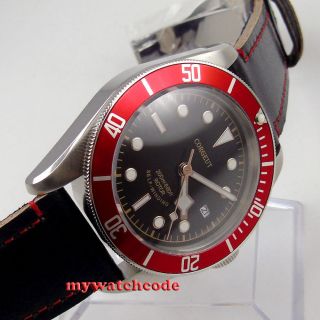 41mm CORGEUT black sterile dial red bezel Sapphire Glass automatic mens Watch 3